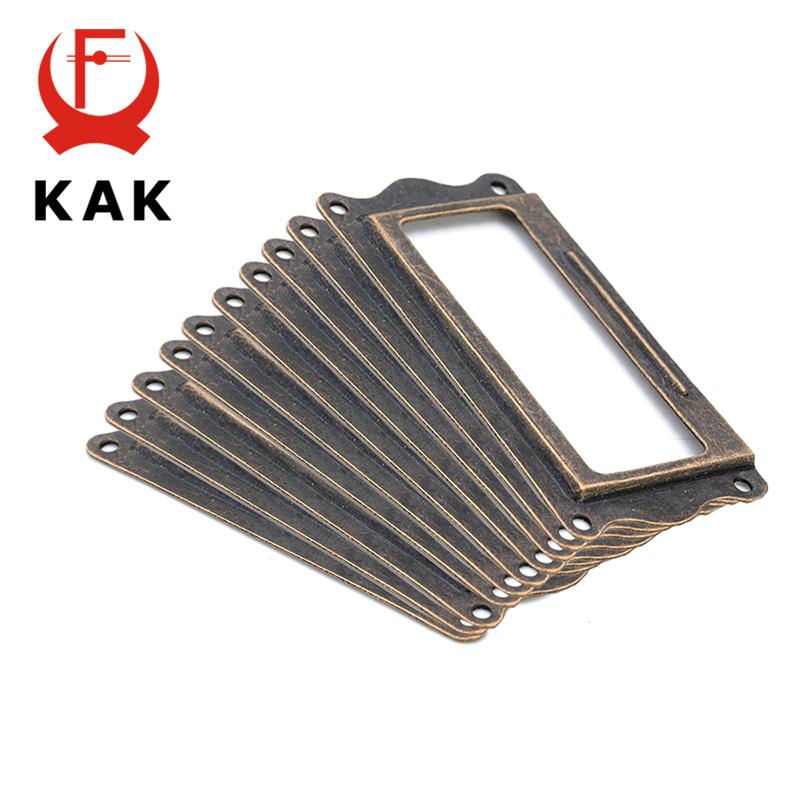 Furniture Hardware Names - NED-골동품 황동 손잡이 64x32mm, 라벨 풀