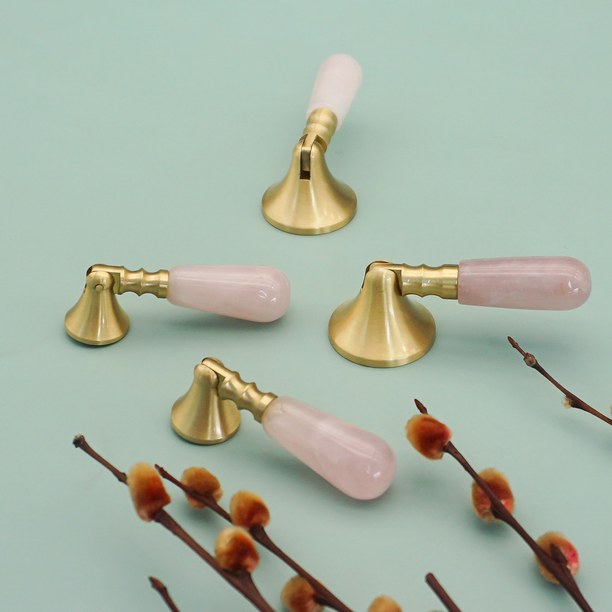 핑크 크리스탈 + 황동 도어 손잡이 및 핸들 주방 캐비 - Furniture Hardware Drop Pulls 리뷰 및 가격